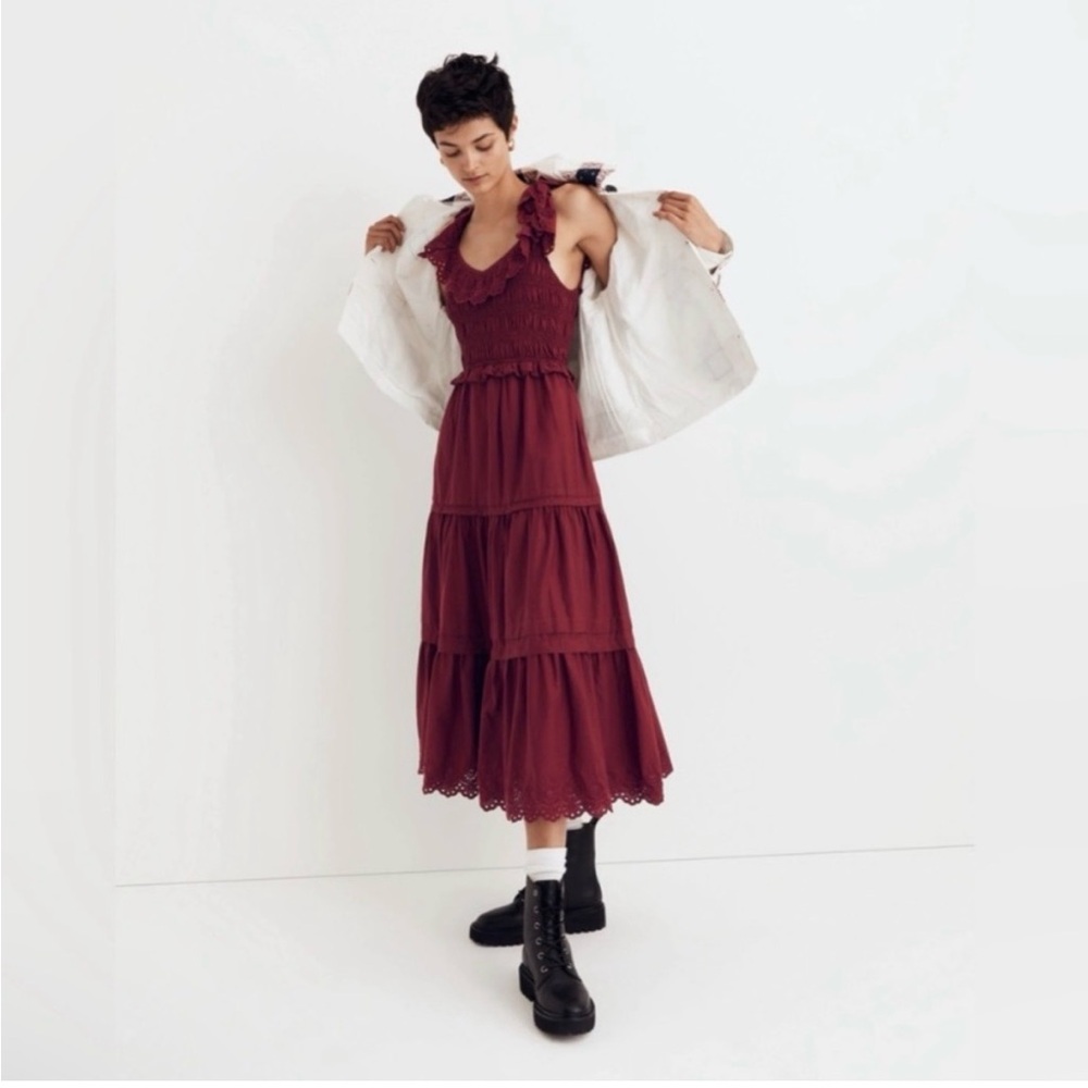 Madewell Women's Lucie Embroidered
Cotton Midi Dress